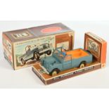 Britains 9676 Land Rover - Greyish-blue body, orange interior with figure, cream hubs