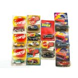 Corgi, Dinky and Siku, a carded group of diecast models.