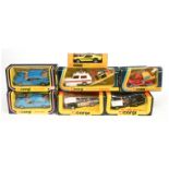 Corgi Toys A group Of 7 To Include - 2 X 338 Rover 3500 - Metallic blue, 461 "Police" Range Rover...