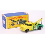 Matchbox Regular Wheels 13d Dodge BP Wreck Truck - Stannard Code 2 - lemon yellow cab & type B wi...