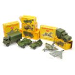 Dinky Toys Military A Group Of 6 To Include - 641 Cargo 1-Ton Truck, 676 Armoured Car, 738 Sea Vi...