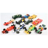 Scalextric Slot Cars A Group Of 11 Racing Cars To Include  - Ferrari F1, Vintage Bentley, Porsche...