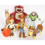 Disney Toy Story and assorted character plush and figures including Woody, Buzz Lightyear, Slinky...