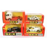 SCX Slot Car A Group Of 4 To Include - 83400 BMW M3 "Michelin" - Black, 83650 Mercedes Racing Truck