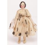 Grodnertal wooden antique miniature doll, German, mid to late 19th century