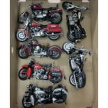 Franklin Mint, Harley-Davidson and similar, an unboxed motorcycle and scenery group