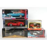 Bburago, Maisto and Hot Wheels, a boxed group of five 1:24 and 1:18 scale diecast …