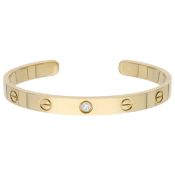 Cartier 'Love' 18K Yellow gold cuff bracelet set with diamond