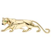Cartier 'Panthère de Cartier' 18K Yellow gold brooch set with emerald and onyx