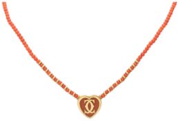 Cartier Paris 1980 Iconic Double C Jasper 18K Yellow gold Heart Necklace