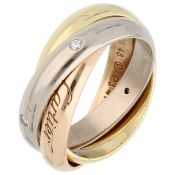Cartier 'Trinity' 18K Tricolor gold ring set with approx. 0.06 ct. diamond