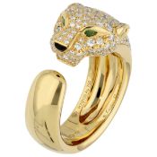 Cartier 'Panthère de Cartier' 18K Yellow gold ring set with diamond, emerald and onyx