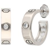 Cartier 'Love' 18K White gold half hoop earrings set with approx. 0.12 ct. diamonds