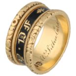 Georgian 18K Yellow gold enamelled mourning ring