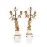 A pair of Louis XV style gilt bronze two-light candelabra
