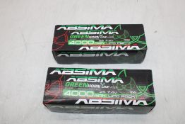 Two Absima 7.4V-45C 4000 Hard Case T-Plug RC Car/RC Car LiPo Stick Battery Pack