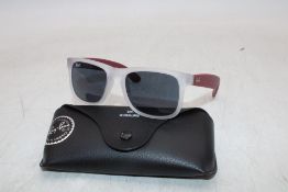 Ray-Ban RB4165 Justin Sunglasses, Frames Purple/Clear Grey, Lenses Grey, Personalised