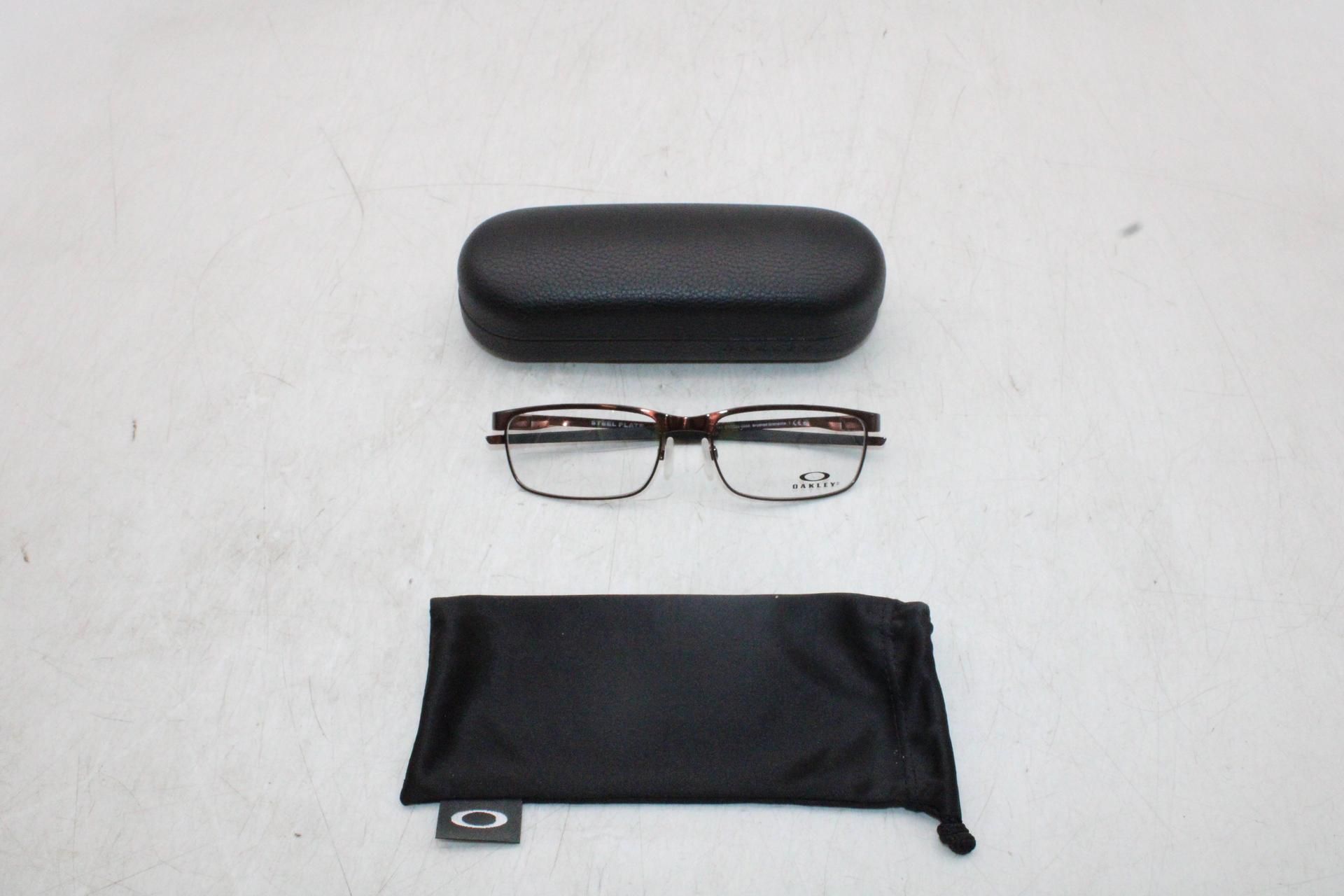 Oakley OX3222 Steel Plate Eye Glasses, F-Brushed Grenache/Demo Lens