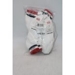 Six Packs of Levi's Logo Mid Cut Socks, White/Red, UK 6-8, 2 Pairs Per Pack