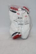 Six Packs of Levi's Logo Mid Cut Socks, White/Red, UK 6-8, 2 Pairs Per Pack