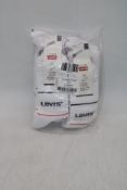 Six Packs of Levi's Short Logo Socks, White, UK 6-8, 2 Pairs Per Pack