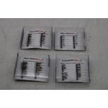 Four Packs of Fulling Mill Assorted Fishing Flies to include 1x Diawl Bachs 12 Pack, 1x Selected Buz
