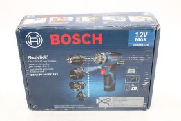 Bosch 12V Max EC Brushless Flexiclick 5-in-1 Drill/Driver System Set with 2x 2.0 Ah Batteries. Box d