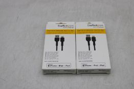 Ten StarTech Durable, USB-A, Heavy Duty Rugged Lightning Cable, Black, 30cm