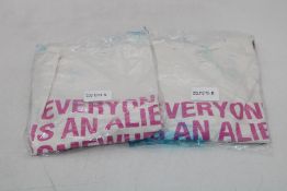 Two Coldplay World Tour Infinity Station Everyone Is An Alien Somewhere Cotton T-Shirt, White, Size