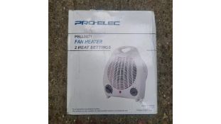 Two Pro Elec PELL0331 Fan Heater, 2 Heat Settings, Box damaged