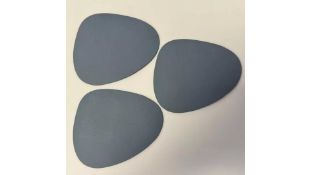 Lind DNA Leather Coaster Mat, Curve, Light Blue, Set of 3