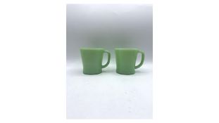 Pair of Fire-King Jadeite D-Handle Mugs