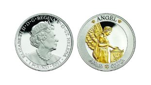 2021 St Helena Napoleon's Angel 1oz Silver Proof Coin with Gold Plate