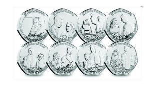 IoM Platinum Wedding set of 50p coins