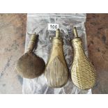 Three Powder and Shot Flasks
