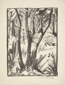 Otto Mueller. ”Waldlandschaft mit kleinen Figuren (2)”. Circa 1919