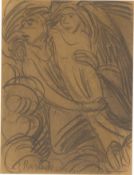 Ernst Barlach. Floating angel carrying a female figure. 1922