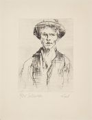 Rolf Nesch. ”Selbstbildnis (Selbstbildnis mit Hut)”. 1923