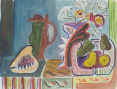 Werner Gilles. Still life with flowers, jug and shell. 1948
