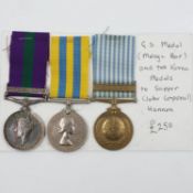 General Service medal group of three, comprising the UN medal with Korea bar, GSM with Malaya bar