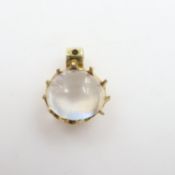 Unmarked 14ct gold and moonstone charm pendant. UK P&P Group 0 (£7+VAT for the first lot and £1+