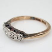 9ct gold ring with five platinum-set diamonds, size J, 1.8g. UK P&P Group 0 (£7+VAT for the first