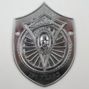 Foden Trucks 150 years commemorative car badge shield, H: 10 cm. UK P&P Group 1 (£18+VAT for the