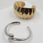 925 silver stone-set bangle, and a large silver gilt Italian example, combined 56g. UK P&P Group