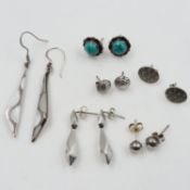 Six pairs of silver earrings. UK P&P Group 0 (£7+VAT for the first lot and £1+VAT for subsequent