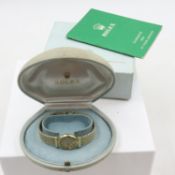 Rolex: ladies 14ct gold cased manual winding wristwatch on 14ct gold mesh bracelet, boxed. UK P&P