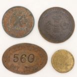 Early tokens, tally and measuring weight for gold coins. UK P&P Group 1 (£18+VAT for the first lot