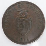 1811 Bristol Brass & Copper Company penny token - EF grade. UK P&P Group 0 (£7+VAT for the first lot