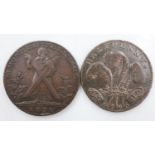Two circulating workhouse half penny tokens. UK P&P Group 0 (£7+VAT for the first lot and £1+VAT for