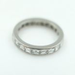 Art Deco platinum and 3.5ct carre cut diamond full eternity ring, size K/L, 4.1g. UK P&P Group 0 (£